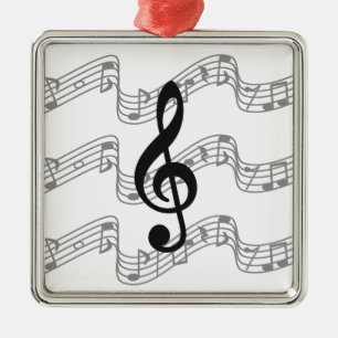 Ornement Carré Argenté Personnel et Treble Clef