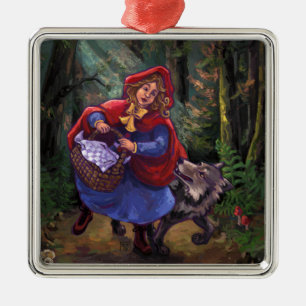 Ornement Carré Argenté Petit Chaperon Rouge