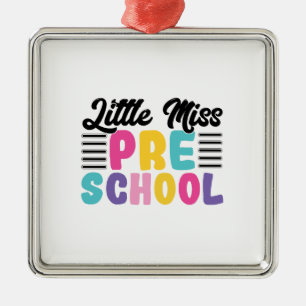 Ornement Carré Argenté Petite Miss école maternelle