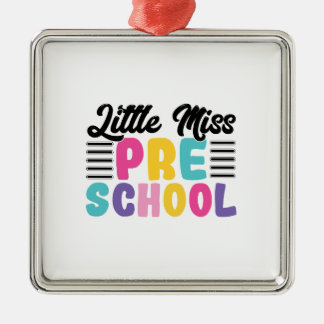 Ornement Carré Argenté Petite Miss école maternelle