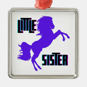 Ornement Carré Argenté Petite soeur Pony pourpre