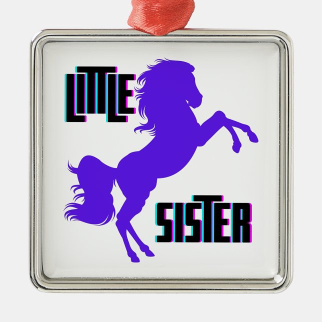 Ornement Carré Argenté Petite soeur Pony pourpre (Devant)