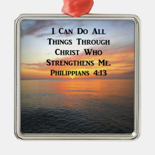 ORNEMENT CARRÉ ARGENTÉ PHILIPPIENS DU LEVER SERENE 4:13 SCRIPTURE PHOTO