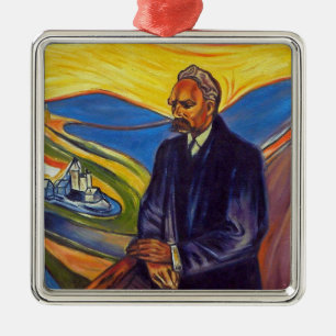 Ornement Carré Argenté Philosophe Friedrich Nietzsche (par Edvard Munch)