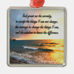 ORNEMENT CARRÉ ARGENTÉ PHOTO DE SERENE SERENITY PRAYER SUNRISE