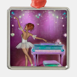 Ornement Carré Argenté Piano turquoise Pink Peint Arrière - plan & Baller