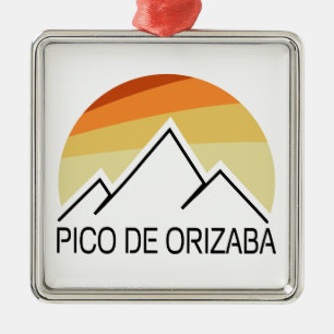 Ornement Carré Argenté Pico de Orizaba Mexique Retro