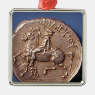 Ornement Carré Argenté Pièce en argent de Philip II de Macedon