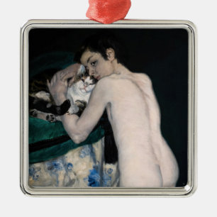 Ornement Carré Argenté Pierre-Auguste Renoir - Garçon au chat