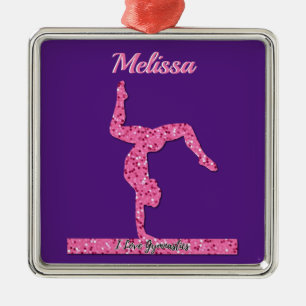 Ornement Carré Argenté Pink Gymnastique Fille Éperche Balancier