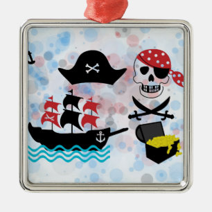 Ornement Carré Argenté Pirates