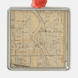 Ornement Carré Argenté Plan de South Bend avec Mishawaka
