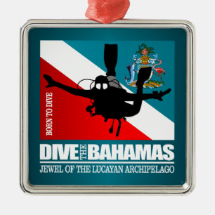 Ornement Carré Argenté Plongée aux Bahamas DF2