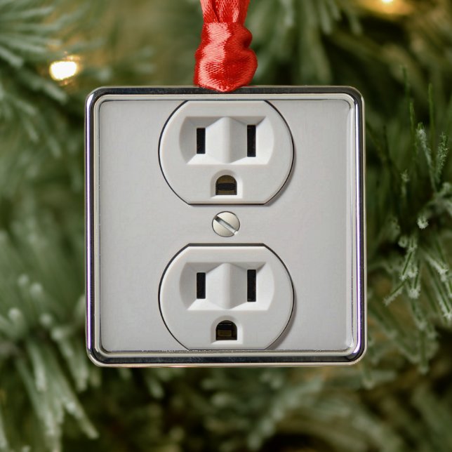 Ornement Carré Argenté Plug-in de prise électrique (Arbre)