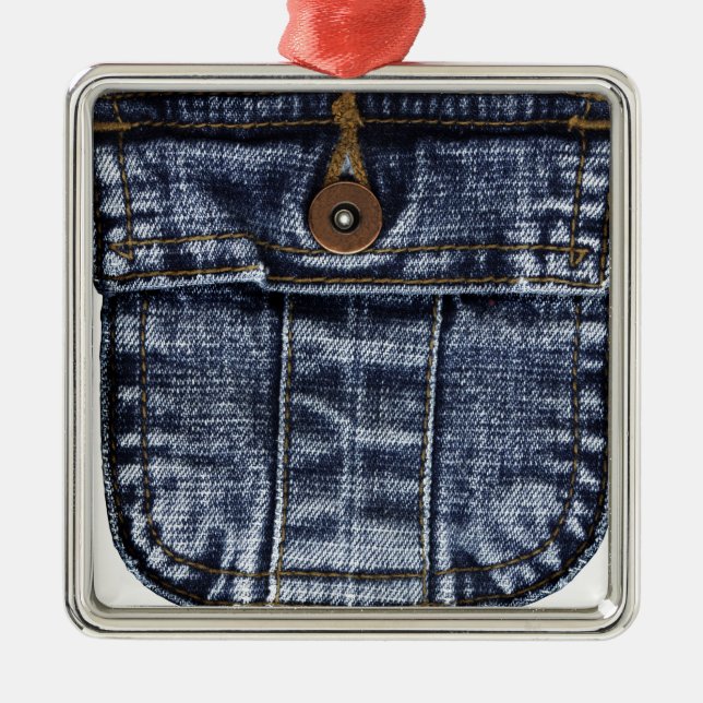 Ornement Carré Argenté Poche de jeans de denim (Devant)