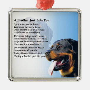 Ornement Carré Argenté Poème de frère - rottweiler