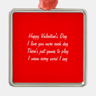 Ornement Carré Argenté Poème de la Saint Valentin