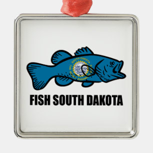 Ornement Carré Argenté Poisson Dakota du Sud