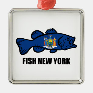 Ornement Carré Argenté Poisson New York Bass