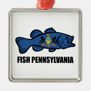 Ornement Carré Argenté Poisson Pennsylvanie