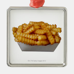 Ornement Carré Argenté Pommes frites dentelées