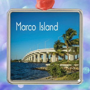 Ornement Carré Argenté Pont Marco Island Florida