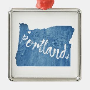 Ornement Carré Argenté Portland, Oregon Wood Grain