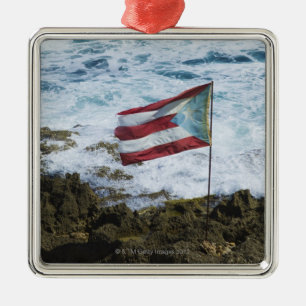 Ornement Carré Argenté Porto Rico, vieux San Juan, drapeau de riz de