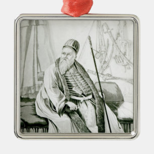 Ornement Carré Argenté Portrait d'Ali Pasha de Yannina