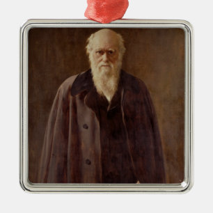 Ornement Carré Argenté Portrait de Charles Darwin 1883