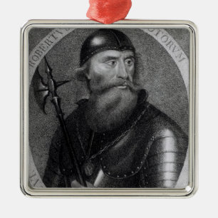 Ornement Carré Argenté Portrait du Roi Robert I de l'Ecosse