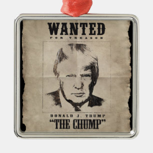 Ornement Carré Argenté Poster Recherché de Trump - Trump