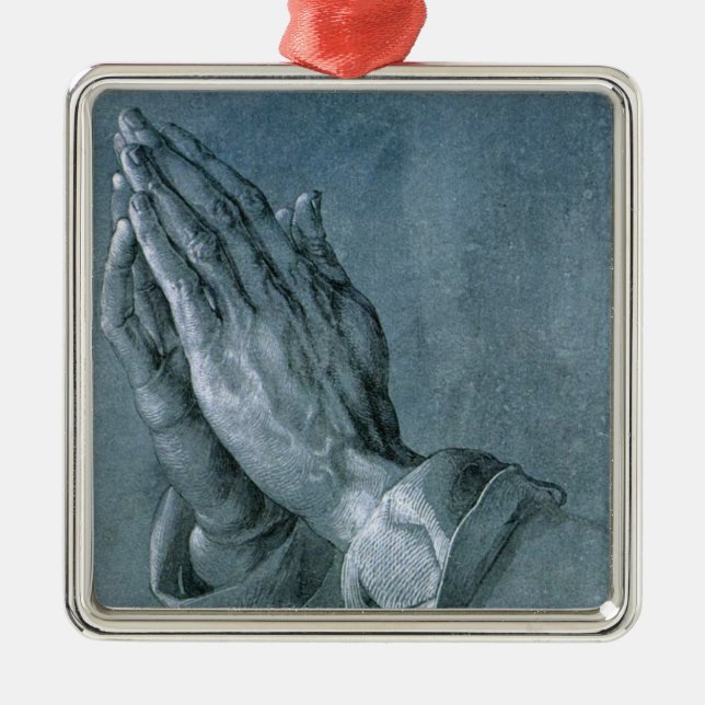 Ornement Carré Argenté Praying Hands (par Albrecht Dürer) (Devant)