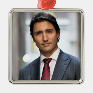 Ornement Carré Argenté Premier ministre Justin Trudeau 2017