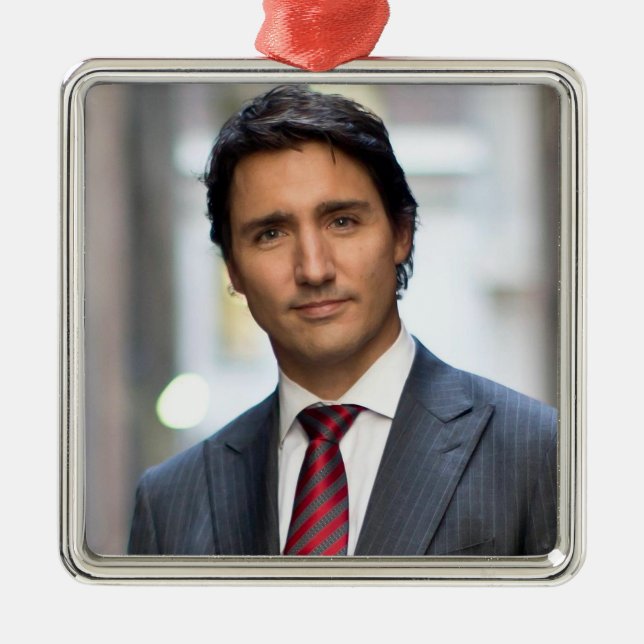 Ornement Carré Argenté Premier ministre Justin Trudeau 2017 (Devant)
