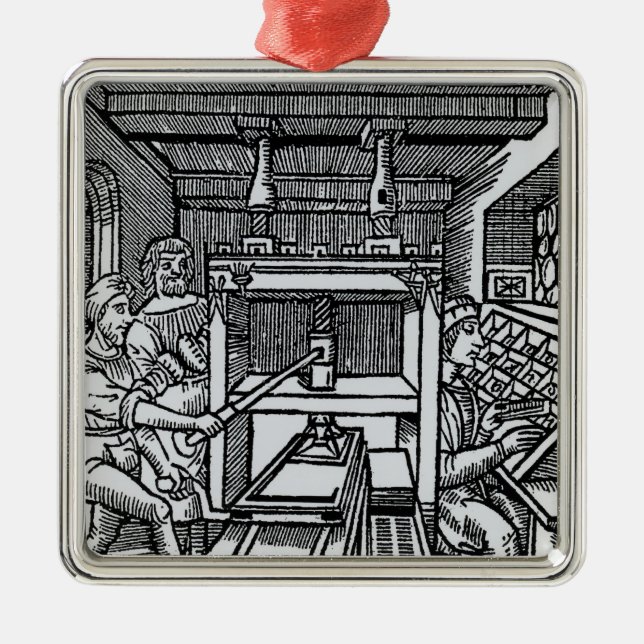 Ornement Carré Argenté Presse typographique (Devant)