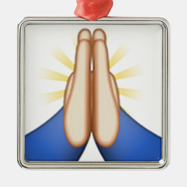 Ornement Carré Argenté prier émoji (Devant)