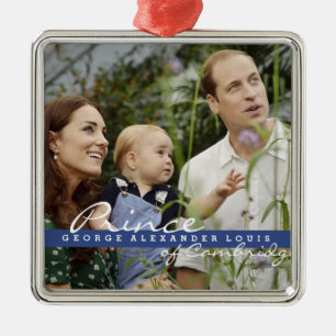 Ornement Carré Argenté Prince George de Kate Middleton