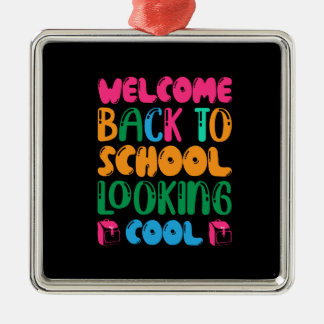 Ornement Carré Argenté Professeur Bienvenue Retour À L'École Cool