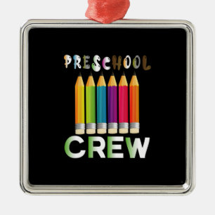 Ornement Carré Argenté Professeur d'art préscolaire Enseignant