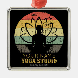 Ornement Carré Argenté Professeur de Fitness Yoga Studio Personnalisé Gur