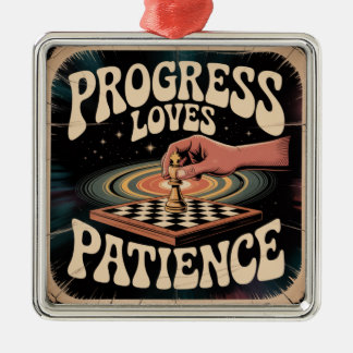 Ornement Carré Argenté Progress Loves Patience