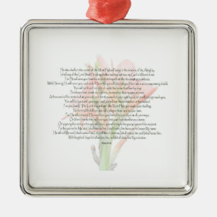Ornement Carré Argenté Psaume 91 Lily Flower Mon Dieu est celui en qui je