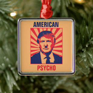 Ornement Carré Argenté Psycho anti-Trump
