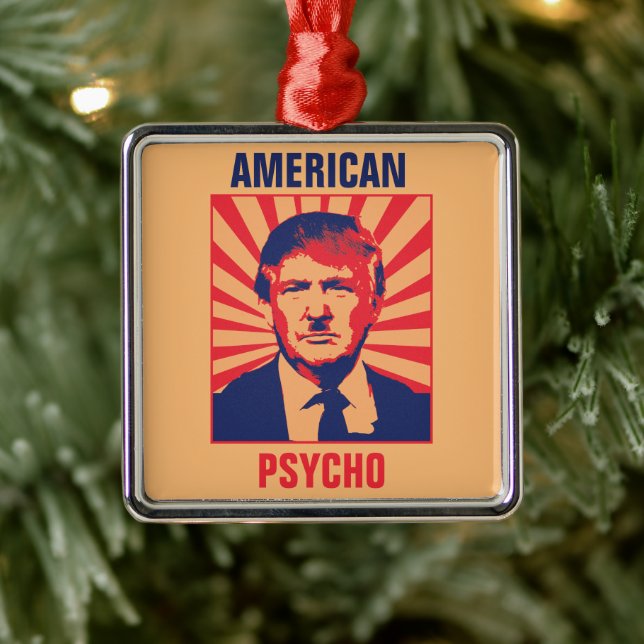 Ornement Carré Argenté Psycho anti-Trump (Arbre)