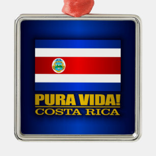 Ornement Carré Argenté Pura Vida ! Le Costa Rica
