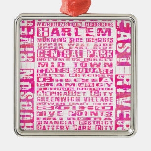 Ornement Carré Argenté Quartiers NYC Hot Rose