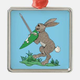 Ornement Carré Argenté Rabbit de guerrier médiéval