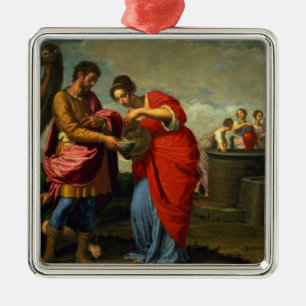 Ornement Carré Argenté Rebecca et Eliezer au bien, c.1626-27