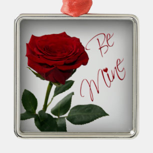 Ornement Carré Argenté Red Rose Be Mine Premium Keepsaké